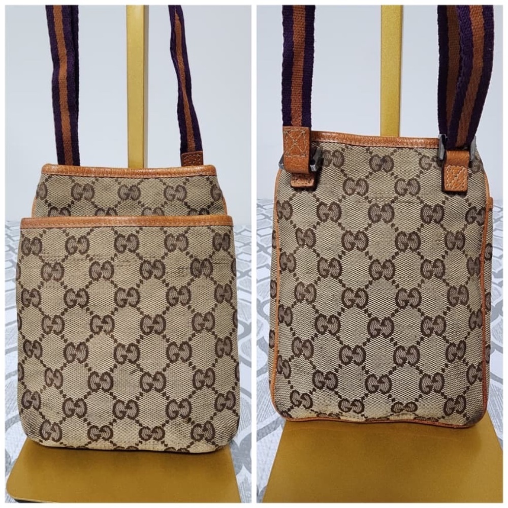 Authentic Gucci GG Canvas Web Crossbody Bag Beige/Brown - Picture 7 of 12